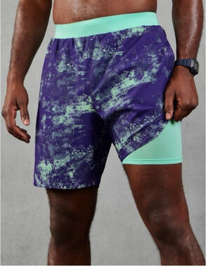 Fabletics The Fundamental Short Mens Large Lined Purple Stretch Pockets Workout
